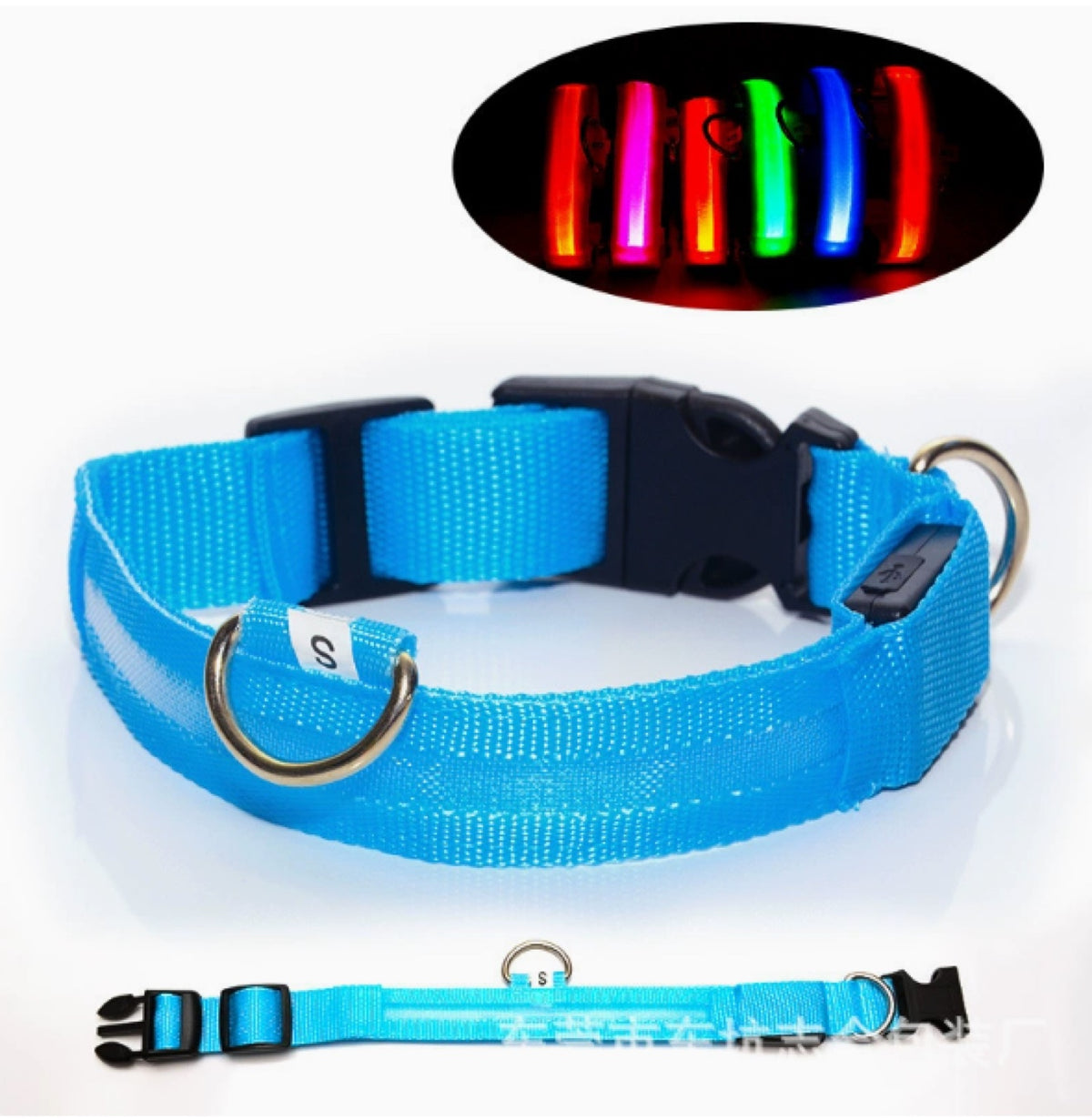 LED Light-Up Dog Collar – USB Rechargeable Night Safety Collar for Dogs