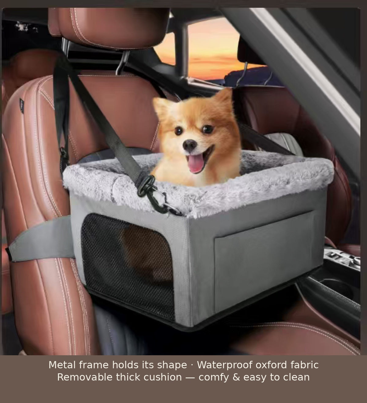 Hanging Dog Car Booster Seat | Headrest-Mounted Elevated Seat for Small Dogs up to 15 lbs